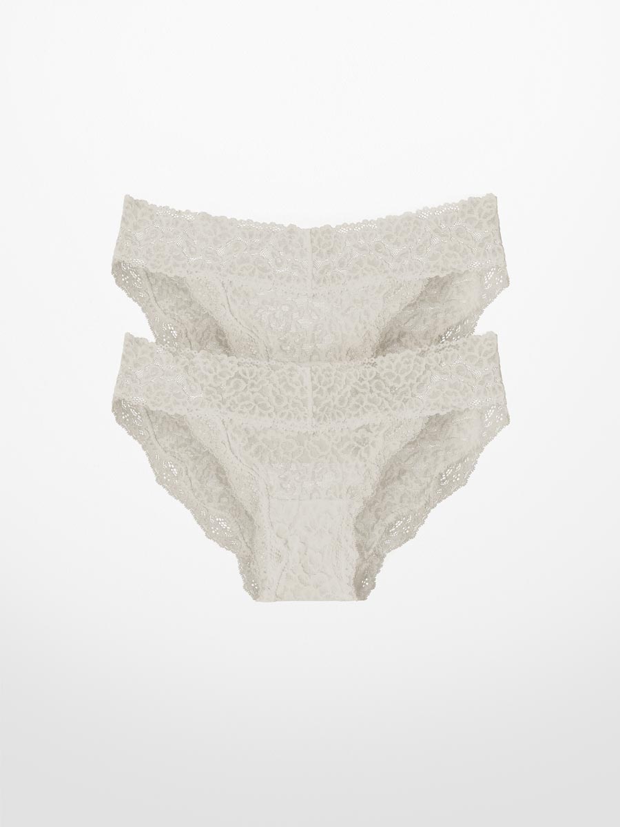 Luxe-Stretch Lace Bikini in Taupe - LoveSuze