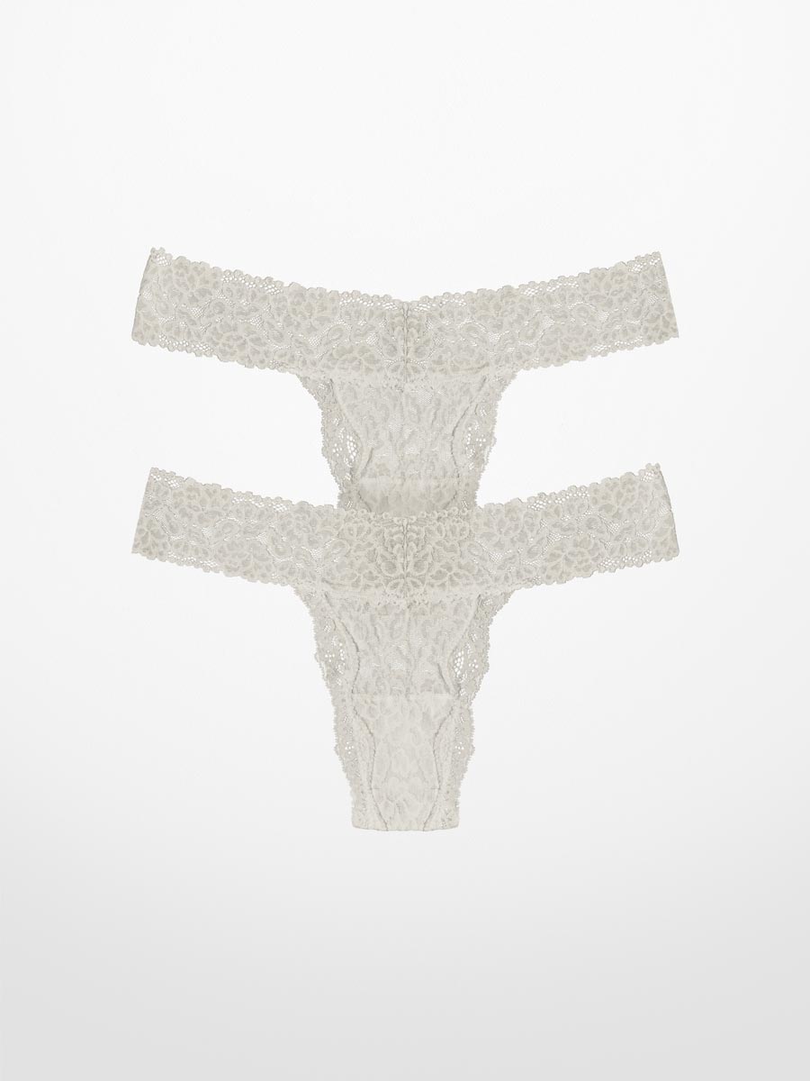 Luxe-Stretch Lace Thong in Taupe - LoveSuze
