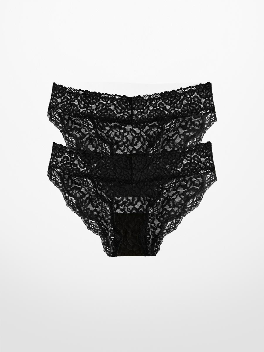 Luxe-Stretch Lace Bikini in Black - LoveSuze