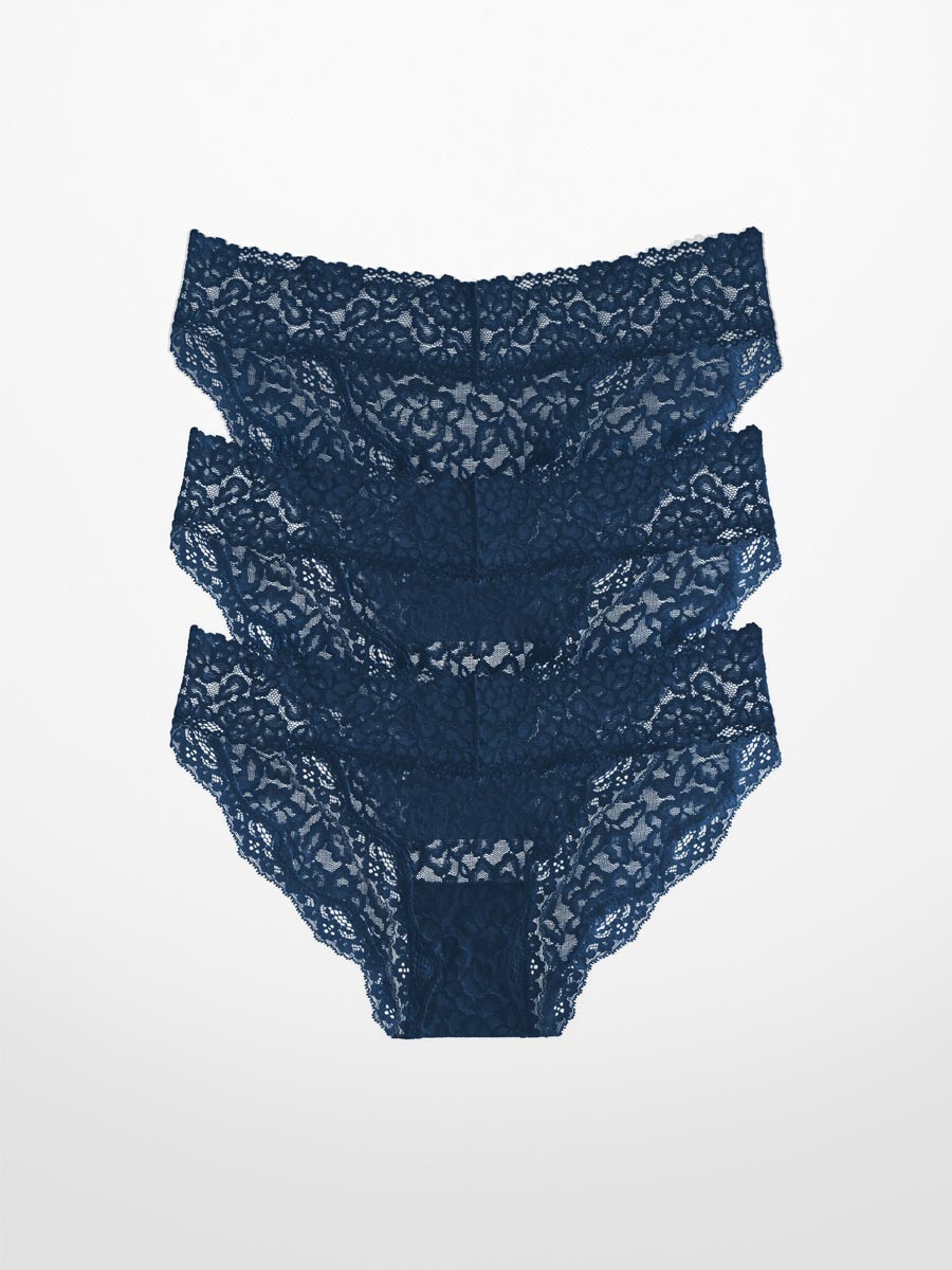 Luxe-Stretch Lace Bikini in Midnight Blue- LoveSuze