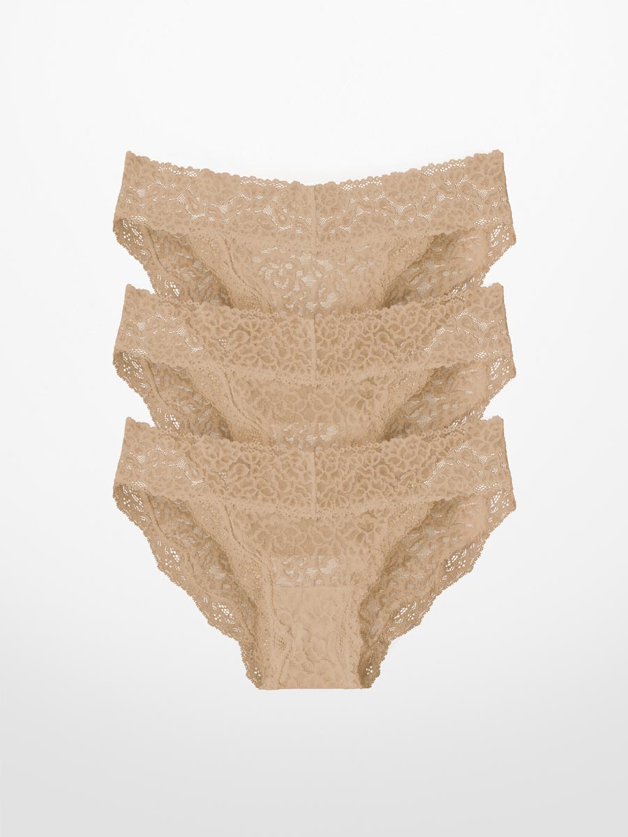 Luxe-Stretch Lace Bikini in Nude - LoveSuze