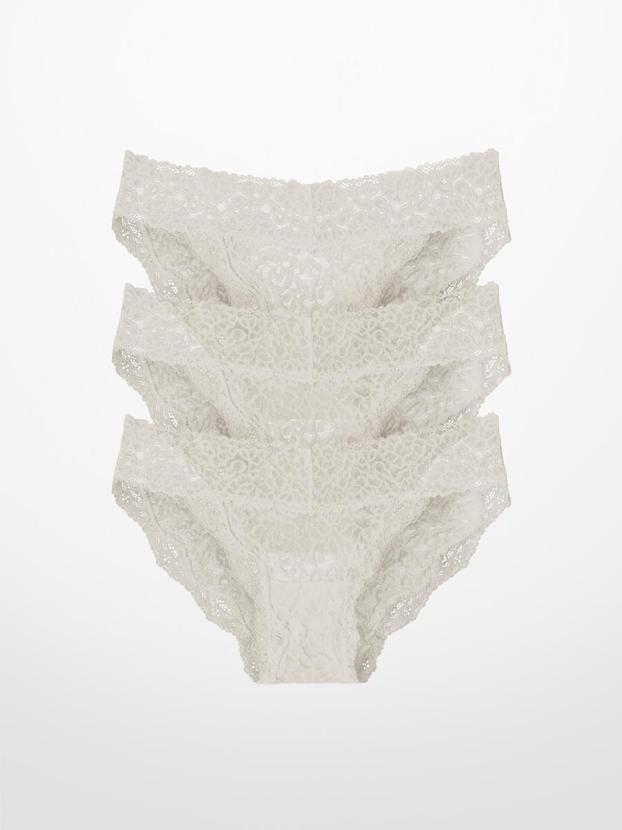 Luxe-Stretch Lace Bikini in Taupe - LoveSuze