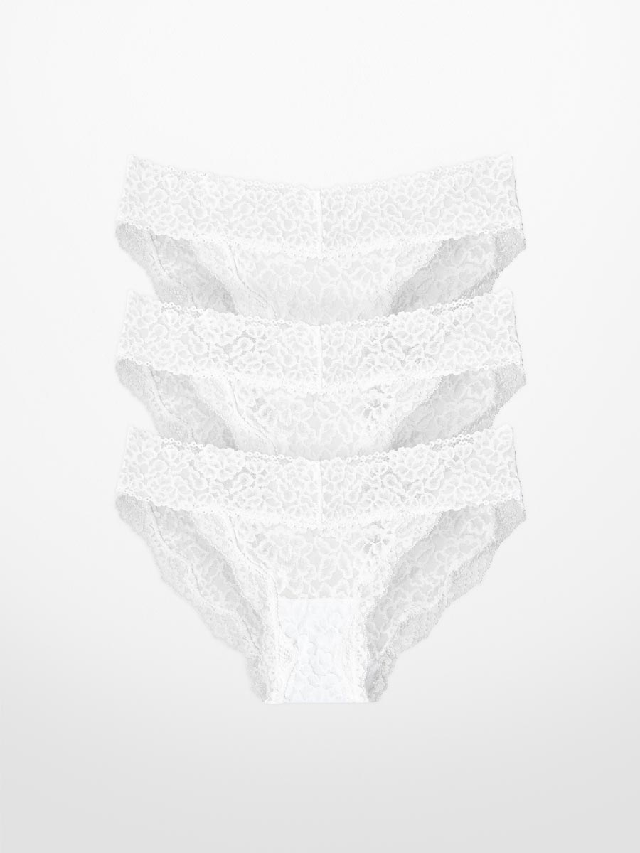 Luxe-Stretch Lace Bikini - in White - LoveSuze