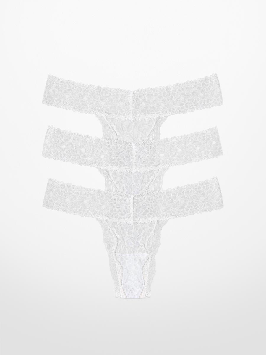 Luxe-Stretch Lace Thong - in White - LoveSuze