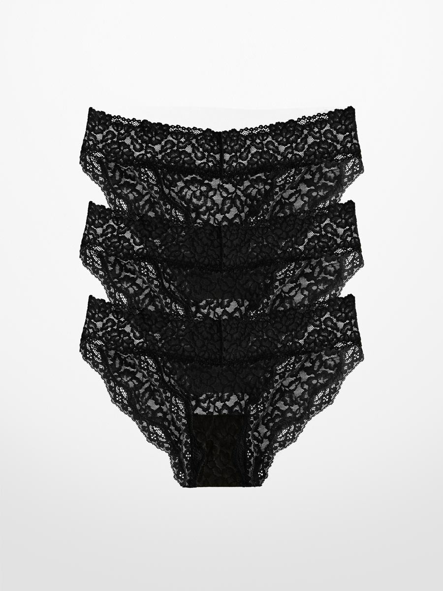 Luxe-Stretch Lace Bikini in Black - LoveSuze