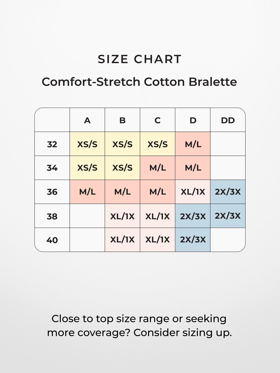 Comfort-Stretch Cotton Bralette Size Chart