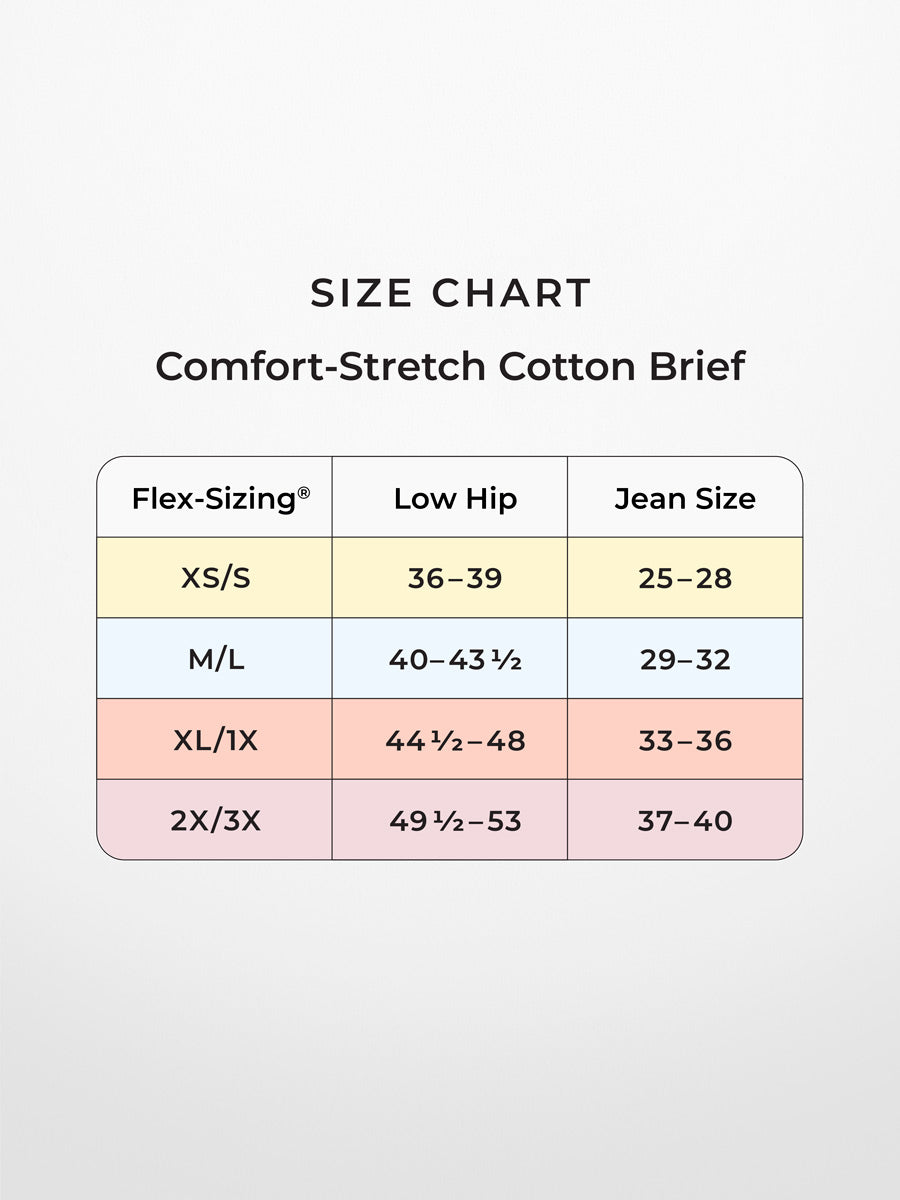 Comfort-Stretch Cotton Brief Size Chart