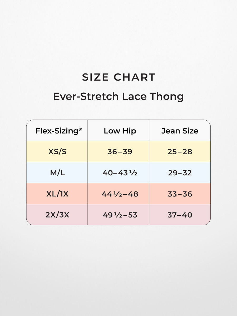 Ever-Stretch Lace Thong Size Chart