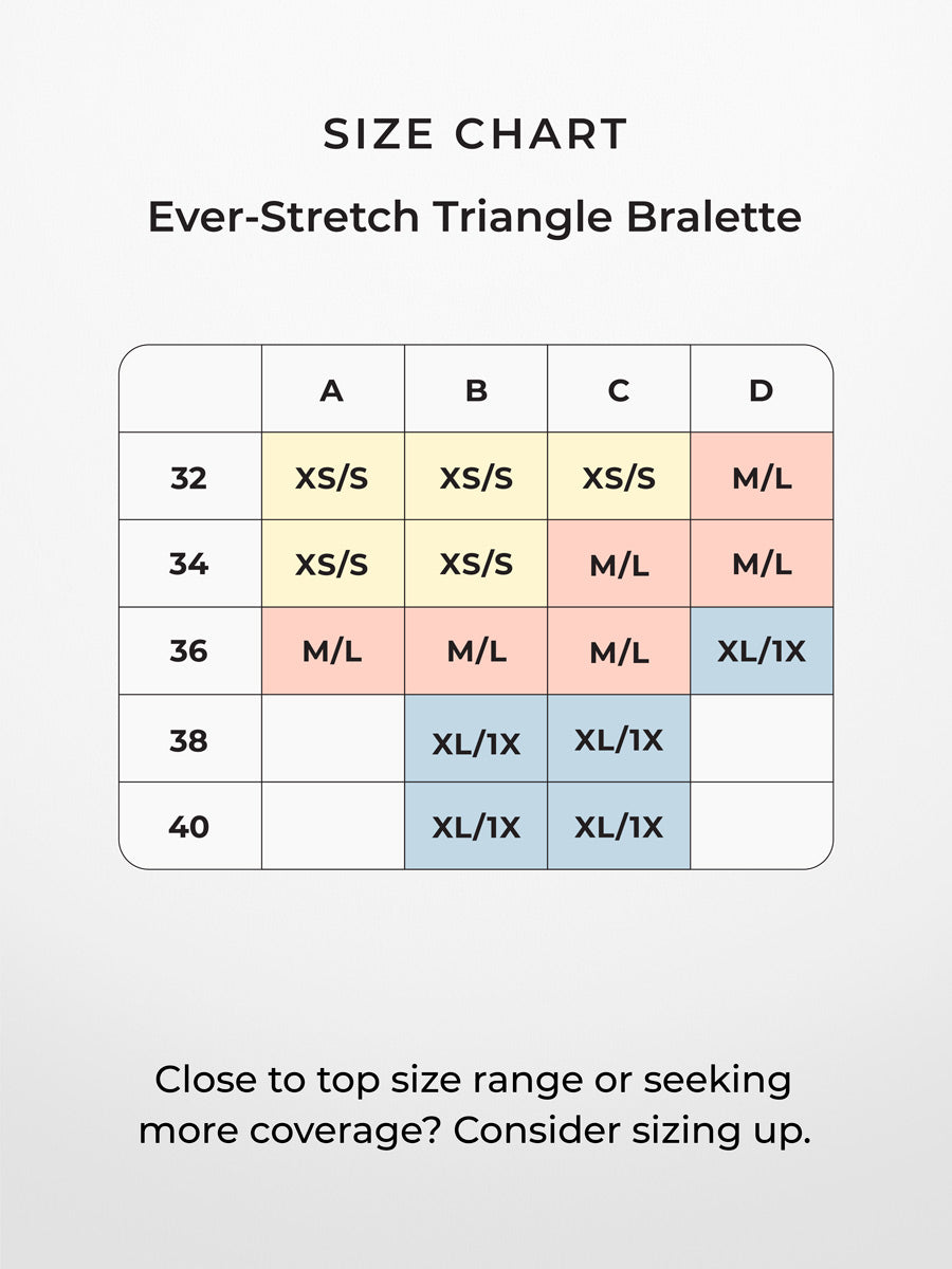 Ever Stretch Lace Triangle Bralette Size Chart