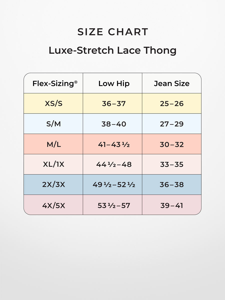 LoveSuze-Flex-Sizing Chart Luxe Lace Thongs