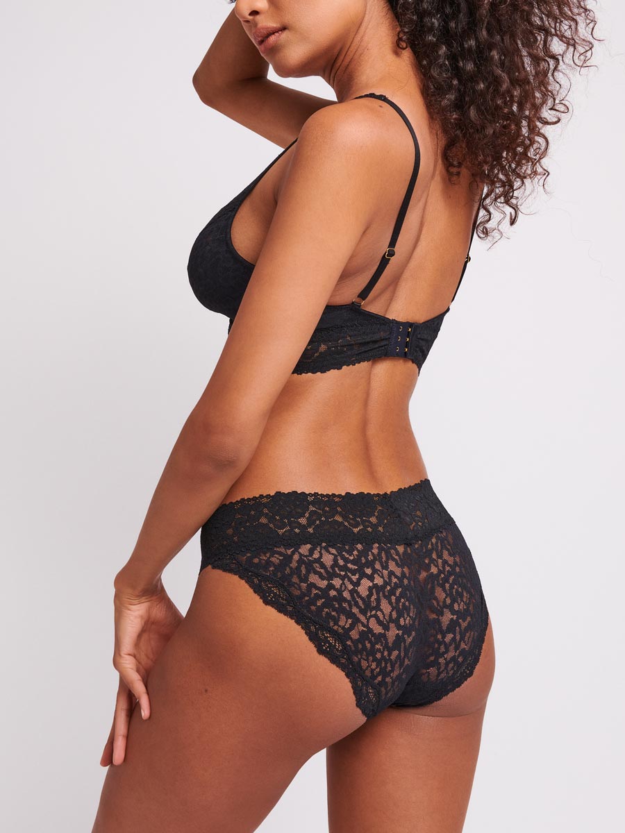 Luxe-Stretch Lace Bikini in Black - LoveSuze