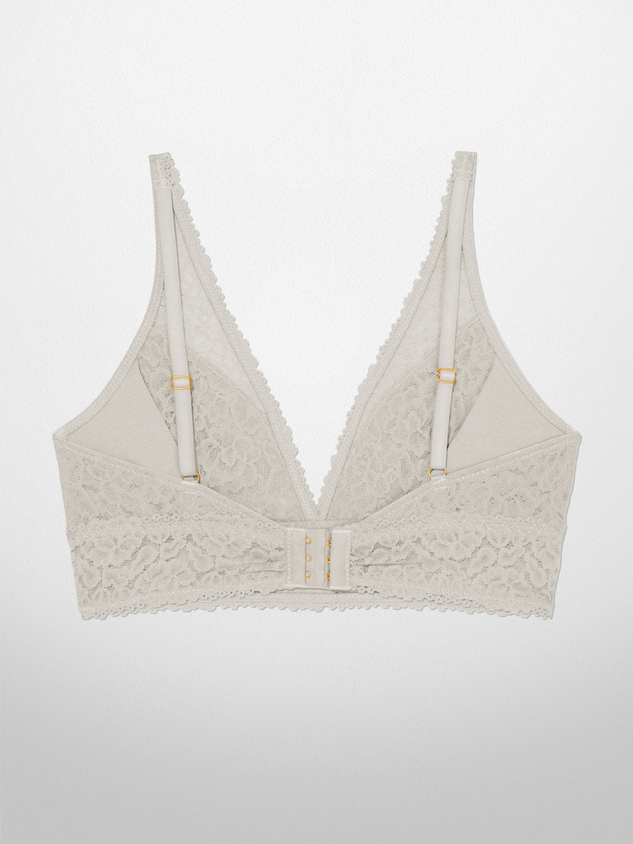 Luxe-Stretch Full-Bust Lace  Plunge Bra - in Taupe - LoveSuze