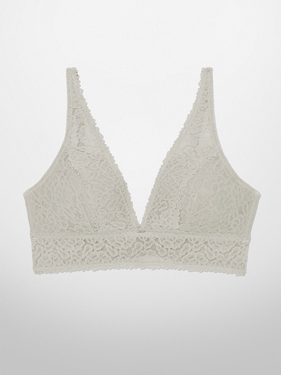 Luxe-Stretch Full-Bust Lace  Plunge Bra - in Taupe - LoveSuze