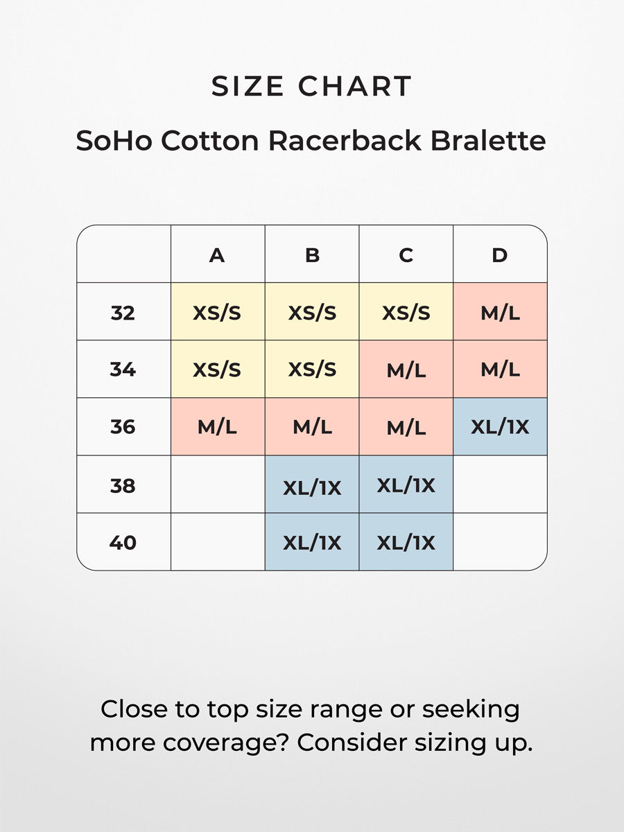 SoHo Cotton Bralette Size-Chart