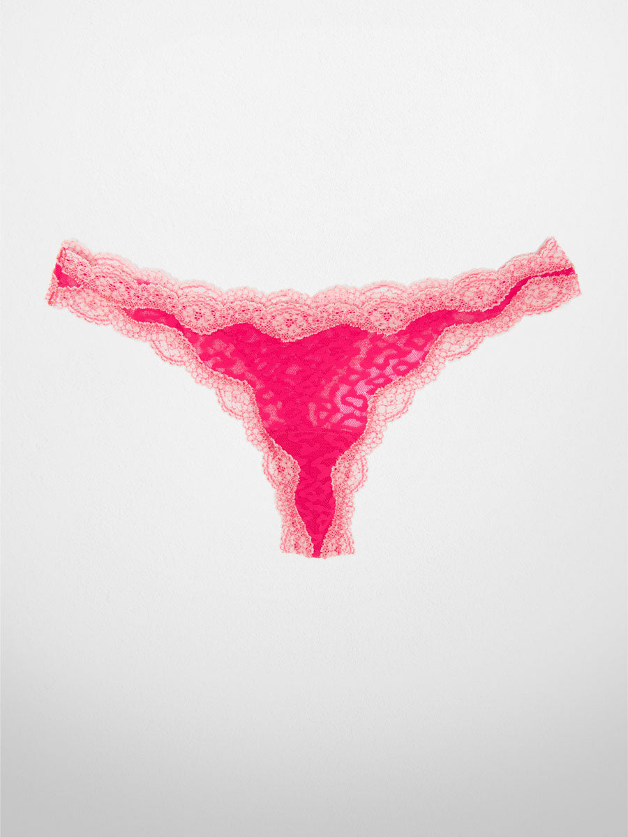 Ever-Stretch Leopard Lace Thong - Passion Pink