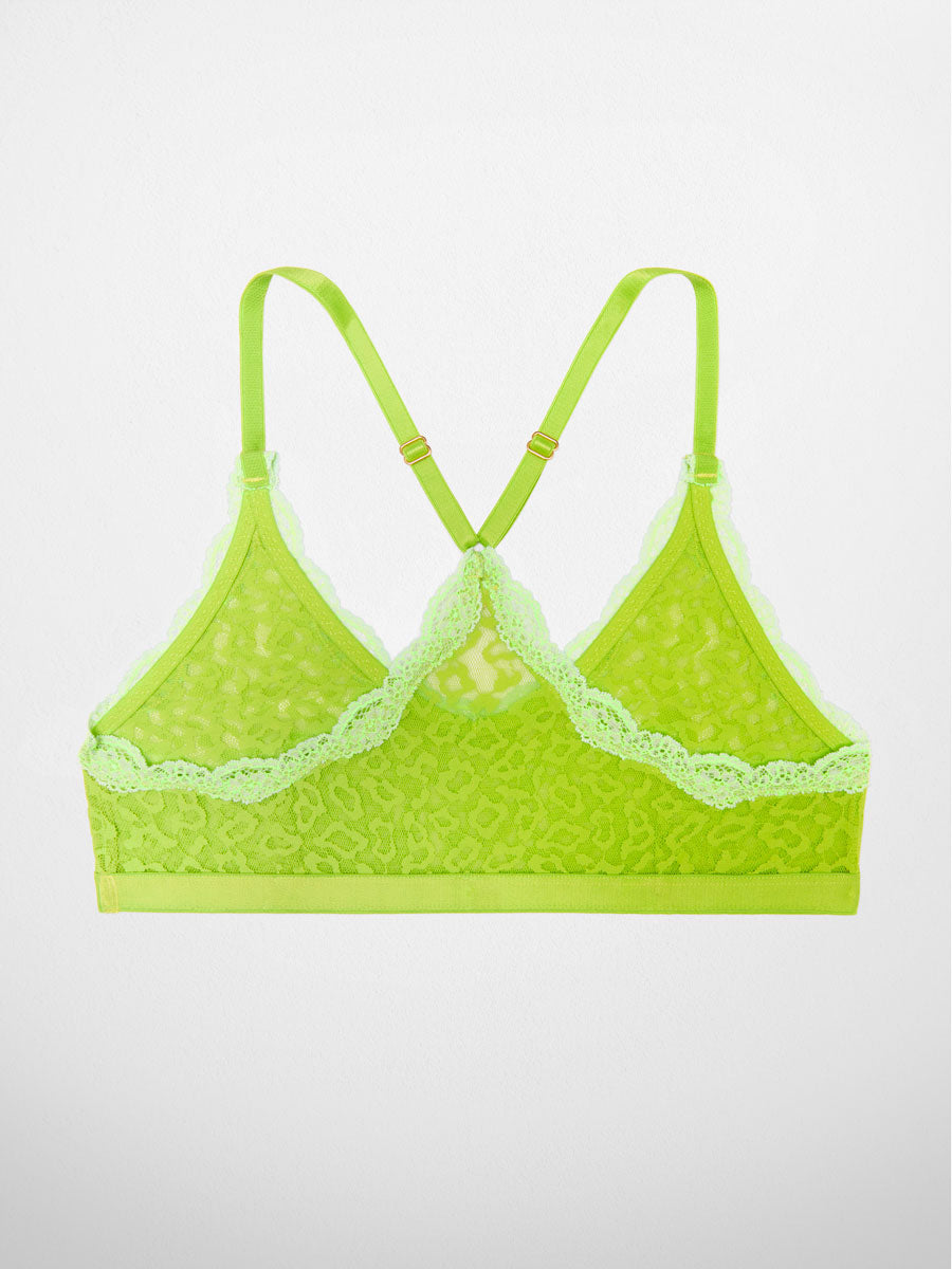 Zivame Lace Embrace Neon Punch Racerback Bra With Hipster Brief